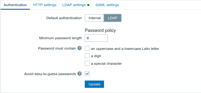 How to disable LDAP authentication in Zabbix